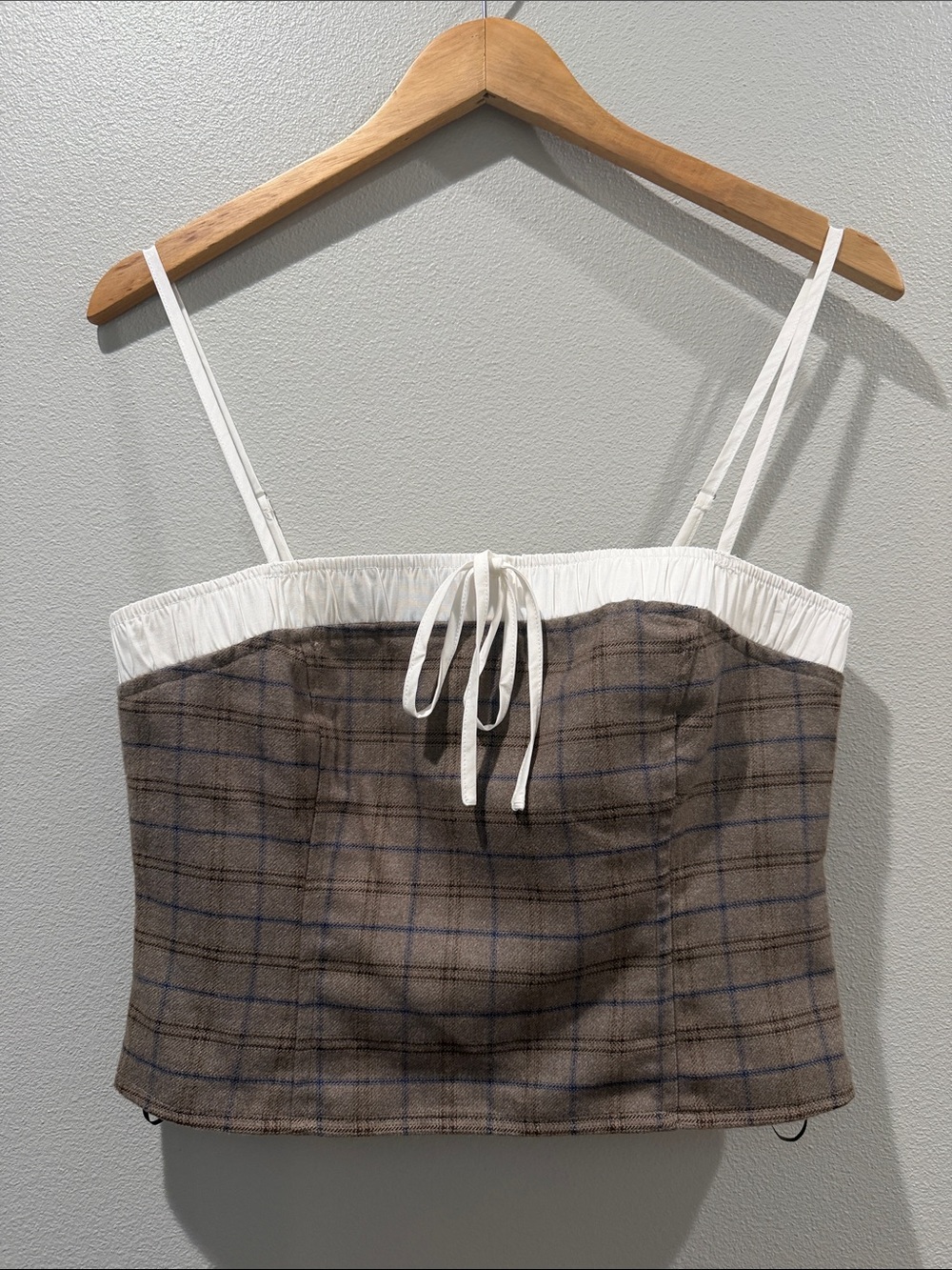 Le Lis Brown Plaid Cropped Cami with White Trim Size Medium BNWT
